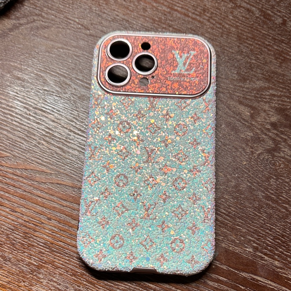 Louis Vuitton Aqua Glitter Monogram Phone Case with Rose Gold Accents